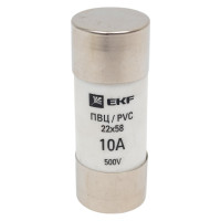 Плавкая вставка EKF, цилиндрическая, ПВЦ, 10А, PROxima pvc-22x58-10