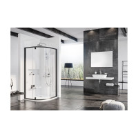 Душевой уголок четверть круга, с распашной дверью Ravak Pivot PSKK3 90x90 см, черный профиль, прозрачное стекло 37677300Z1