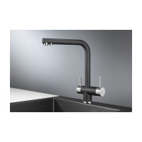 Высокий смеситель с краном под питьевую воду GRANULA GR-2305 черный