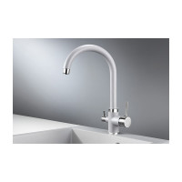 Высокий смеситель с краном под питьевую воду GRANULA GR-2168 алюминиум