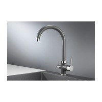 Высокий смеситель с краном под питьевую воду GRANULA GR-2168 графит