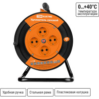 Силовой удлинитель TDM ELECTRIC УКз16-004 4 места/40м, ПВС 3х1,0 SQ1301-0532
