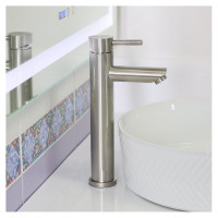 Смеситель для умывальника MELANA Tondo нерж.сталь, однорычажный, сатин, литой излив 610102