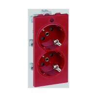 Розетка с заземлением Simon 2x2PE, сдвоенная, S-модуль, с индикатором 16А, 250В, красный S1-6