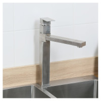 Смеситель для кухни MELANA Cubo нерж.сталь, однорычажный, сатин, литой излив 610203