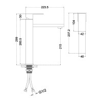 Смеситель для умывальника MELANA Cubo нерж.сталь, однорычажный, сатин, литой излив 610202