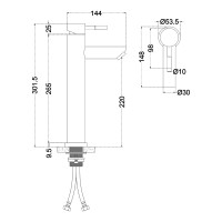 Смеситель для умывальника MELANA Tondo нерж.сталь, однорычажный, сатин, литой излив 610102