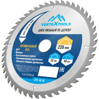 Диск пильный по дереву (235х32-30 мм; 48 зубов) Vertextools 235-48-32