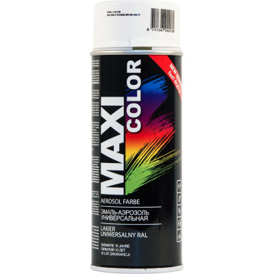 MAXI COLOR Эмаль-аэрозоль сигнально-белая матовая 0,4л 9003mMX