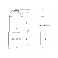 Навесной замок AJAX PD-01-50-L англ. 3 кл., длинная дужка, коробка 42239