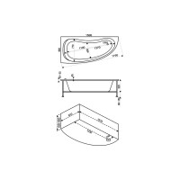 Ванна BAS Алегра левая 1500х900 каркас, комплект д/с В 00001