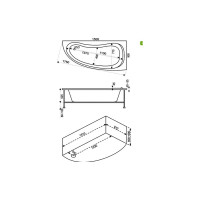 Ванна BAS Алегра правая 1500х900 каркас, комплект д/с В 00002