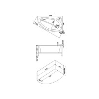 Ванна BAS Вектра правая 1500х900 каркас, комплект д/с В 00008