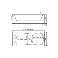 Ванна BAS Мальдива 1600х700 каркас, комплект д/с В 00022