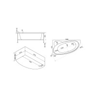 Ванна BAS Сагра левая, 1600х1000 каркас, комплект д/с В 00031