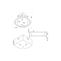 Ванна BAS Хатива 1430х1430 каркас, комплект д/с В 00042