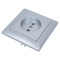 Розетка Bylectrica 1-местная СУ, серия СТИЛЬ, серебро, РС16-305 серебро