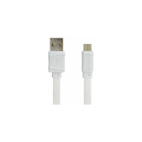 USB-кабель HOCO Bamboo AM-microBM 1 метр, 2.4A, ПВХ, плоский, белый 23753-X5mW