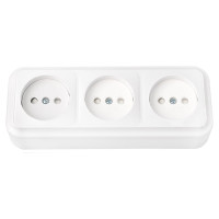 Розетка Bylectrica, 3-местная ОУ со шторкой, серия ПРАЛЕСКА, белый РА16-275