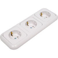 Розетка Bylectrica 3-местная СУ с заз.конт. на шинах, серия ГАРМОНИЯ, белый, РС16-353