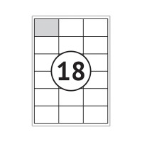 Самоклеящиеся этикетки Office Space А4, 100 листов, белые, 18 фрагментов размером 66.7х46 мм, 70 г/м2 16221