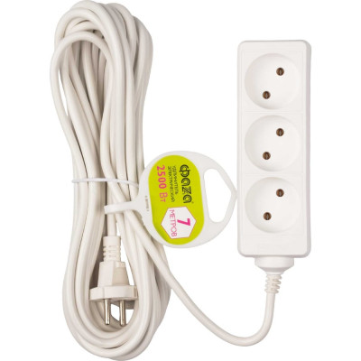Удлинитель ФАZА3х7м 10А IP20 FE075-03-700 2.2кВт ПВС 2х0.75 защ. шторки 5032347
