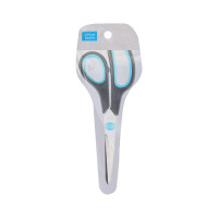 Ножницы Office Space 19 см эргономичные ручки черные с синими вставками ПВХ чехол с европодвесом 264903