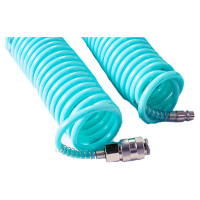 Шланг спиральный PU с фитингами рапид (10 м; 5.5х8 мм; рапид EURO) POWER TECHNIC PU8-10m