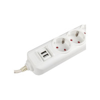 Удлинитель EKF "Эксперт" 4 гнезда 3 метра 16А/3,5кВт с 2 USB 2,1А ПВС 3х1 UBA16-2USB-4-03i