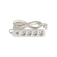 Удлинитель EKF "Эксперт" 4 гнезда 3 метра 16А/3,5кВт с 2 USB 2,1А ПВС 3х1 UBA16-2USB-4-03i