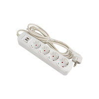 Удлинитель EKF "Эксперт" 4 гнезда 5 метров 16А/3,5кВт с 2 USB 2,1А ПВС 3х1 UBA16-2USB-4-05i