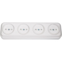 Розетка Bylectrica 4-местная ОУ со шторкой, серия ВАРИАНТ, белый, РА16-0185
