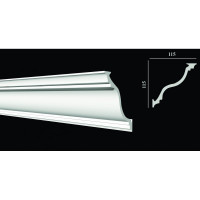 Потолочный карниз Decor-Dizayn ударопрочный влагостойкий под покраску 115Х115Х2000 мм DD504