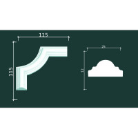 Декоративный уголок Decor-Dizayn к молдингу DD35 115Х115Х12 мм 4 шт C1-DD35