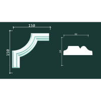 Декоративный уголок Decor-Dizayn к молдингу DD603 150Х150Х10 мм 4 шт C1-DD603