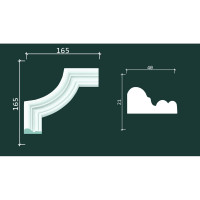 Декоративный уголок Decor-Dizayn к молдингу DD608 165Х165Х21 мм 4 шт C1-DD608