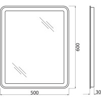 Зеркало со встроенным светильником и кнопочным выключателем BelBagno SPC-MAR-500-600-LED-BTN