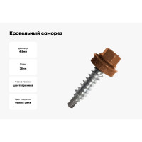 Кровельные саморезы ВИРТУОЗ 4,8х38 мм, RAL 8004, коричневый, 25 шт. 2422