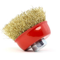 Щетка чашечная 13-025 65 мм; M14 для УШМ, ворс гофр латунир-я сталь 0,30 EuroBrush EB-IBS1