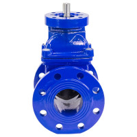 Задвижка клиновая DN.ru 30ч939р Ду150 Ру16 под электропривод, цвет - синий D040-00820