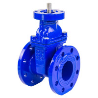 Задвижка клиновая DN.ru 30ч939р Ду150 Ру16 под электропривод, цвет - синий D040-00820