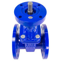 Задвижка клиновая DN.ru 30ч939р Ду150 Ру16 под электропривод, цвет - синий D040-00820