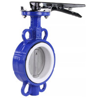 Поворотный затвор DN.ru WCB-316L-PTFE Ду200 Ру16, углеродистая сталь, PTFE, с ручкой D050-02315