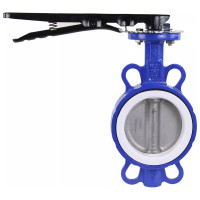 Поворотный затвор DN.ru WCB-316L-PTFE Ду200 Ру16, углеродистая сталь, PTFE, с ручкой D050-02315
