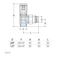 Угловой вентиль SR Rubinetterie Tondera ручная регулировка, 1/2"х3/4" E, хром 0623-1500C0E0