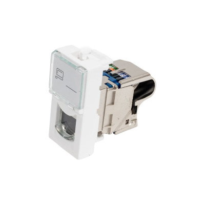 Вставка LANMASTER Mosaic 22.5x45, RJ-45 STP, категория6, белая LAN-SIP-22S6-WH