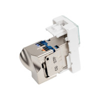 Вставка LANMASTER Mosaic 22.5x45, RJ-45 STP, категория6, белая LAN-SIP-22S6-WH