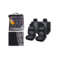 Чехлы на сиденья Nova Bright fusion черные с серыми вставками, из жаккарда, 11 предметов 47406