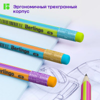 Набор чернографитных карандашей BERLINGO Fuze HB, 12 шт, трехгранные, заточенные, с ластиком, точилка BP00865_12