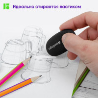 Набор чернографитных карандашей BERLINGO Fuze HB, 12 шт, трехгранные, заточенные, с ластиком, точилка BP00865_12